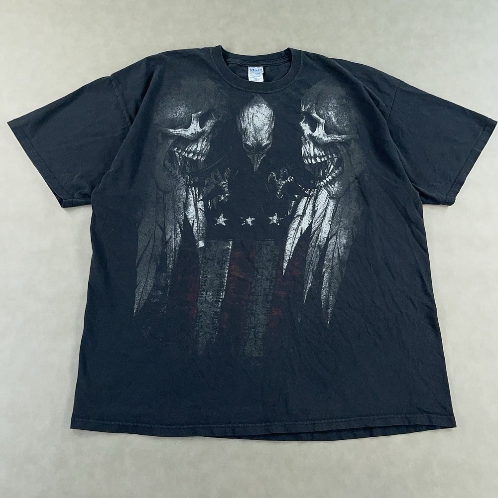 Vintage Y2K MMA Elite Shirt‎ Mens 2XL Skull Eagle Faded Distressed Cyber Grunge